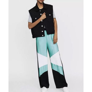 Maje Colorblock Satin Crepe Trousers Pant